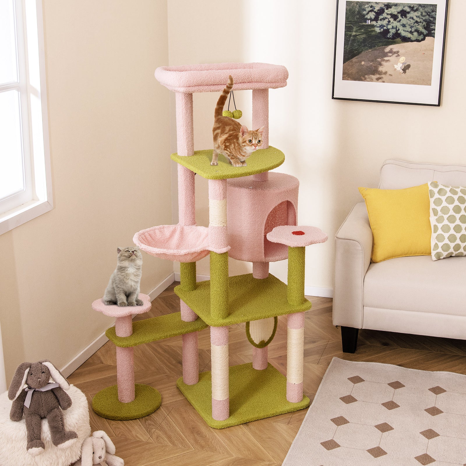 58” Multi-Level Floral-Pink