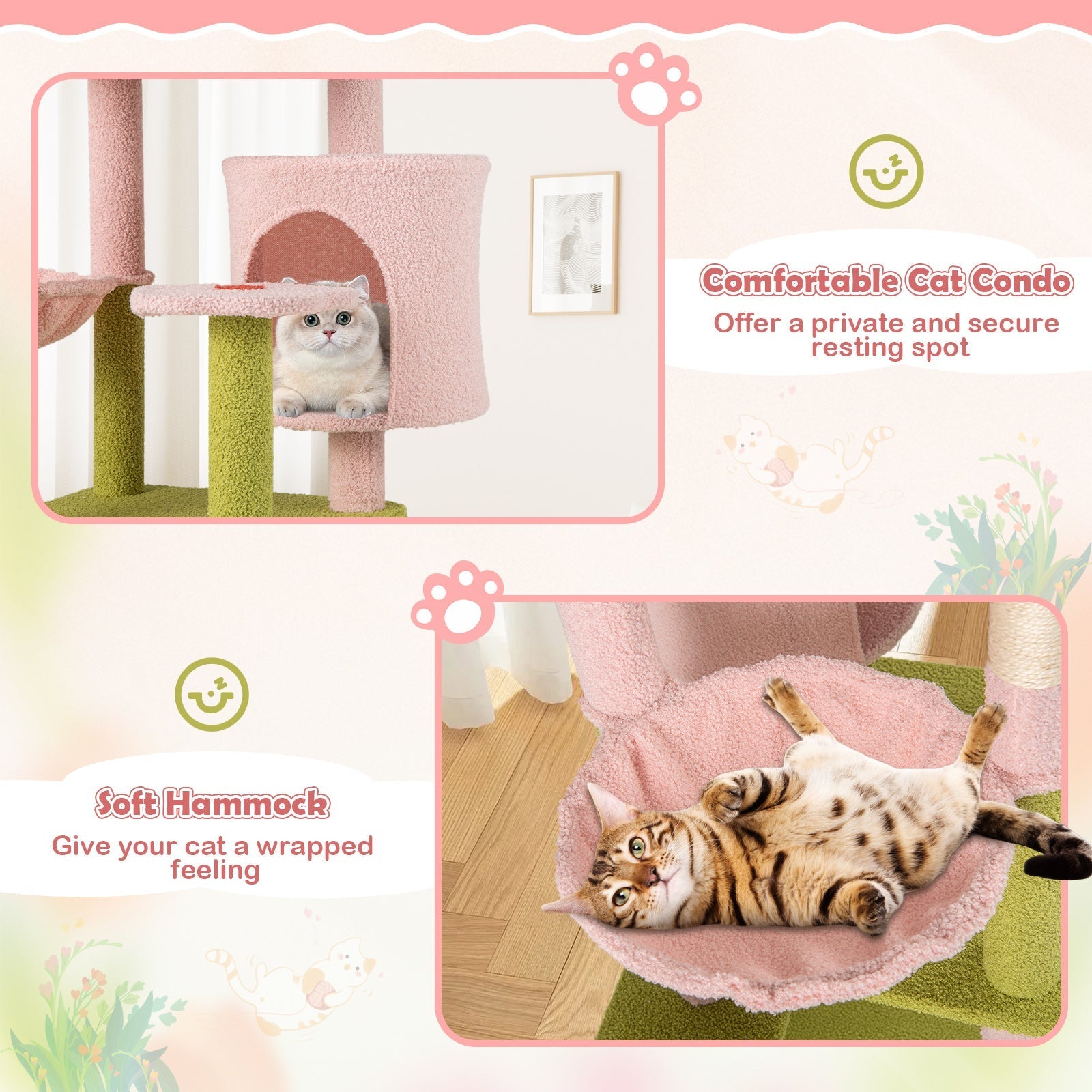 58” Multi-Level Floral-Pink