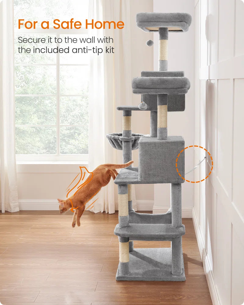 78" Multi-Level Grey Cat Tree