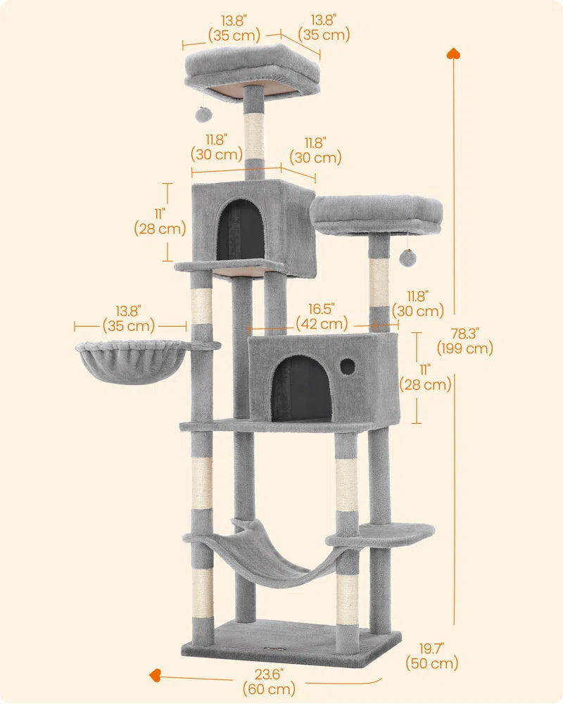 78" Multi-Level Grey Cat Tree
