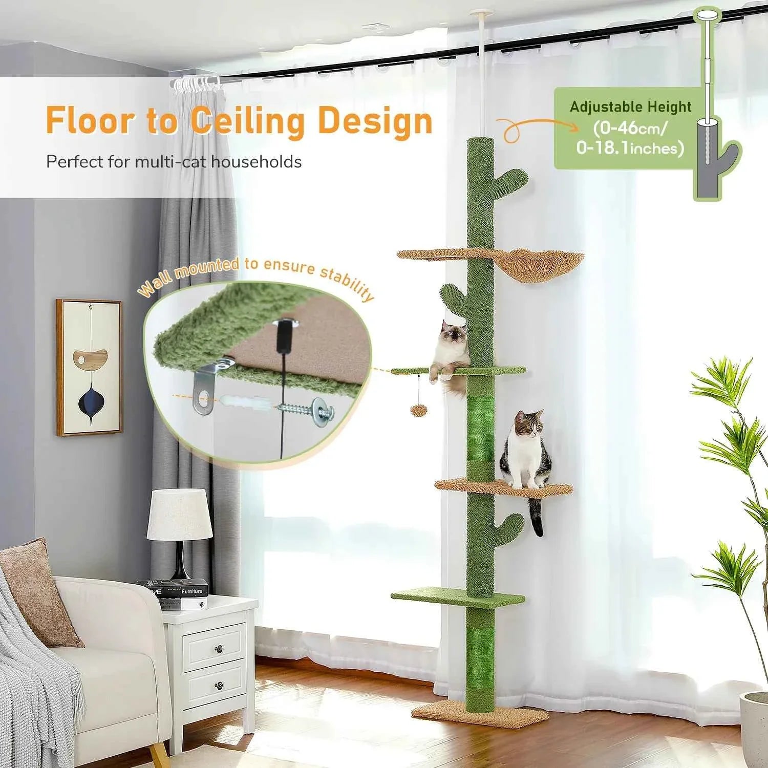 5 Tier Cat Tree Tower-Hammock