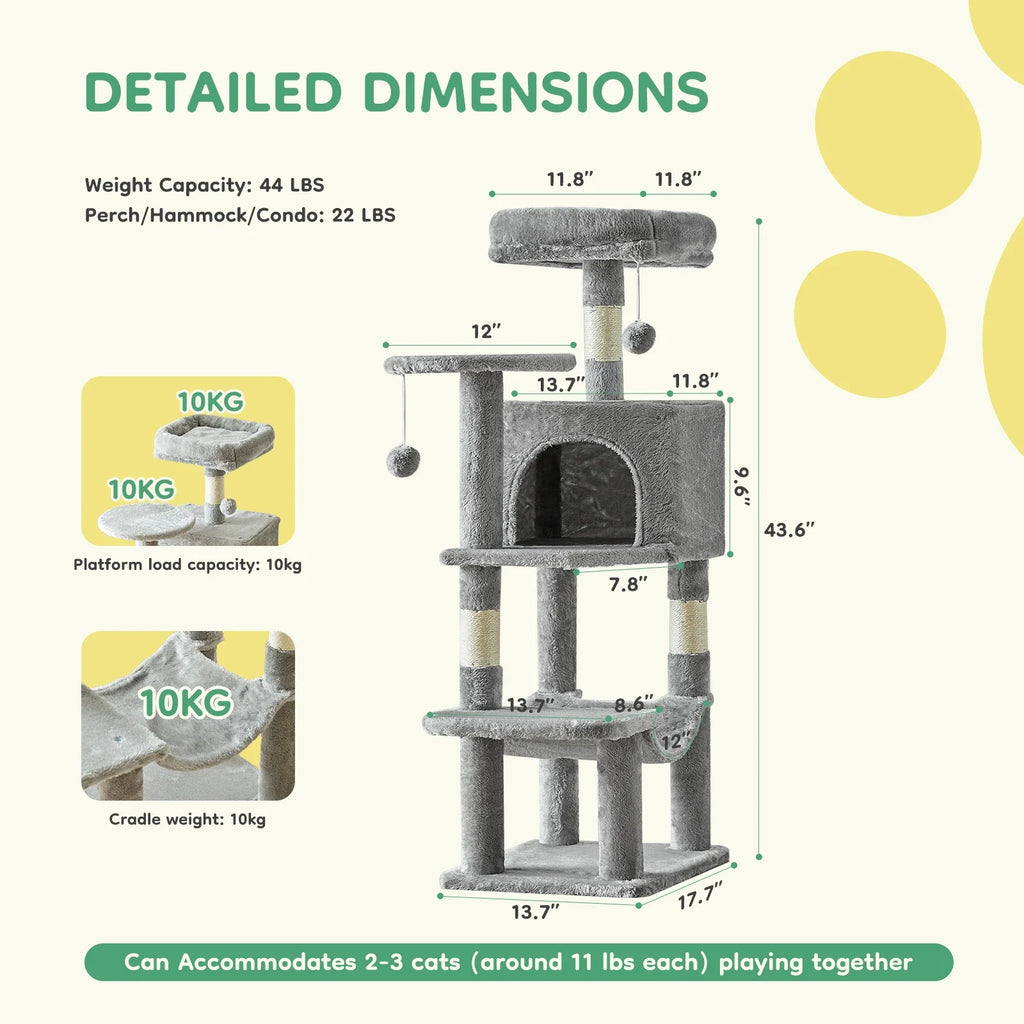 Cat Tree Tall Multi-Cat Climbing-Sisal Posts