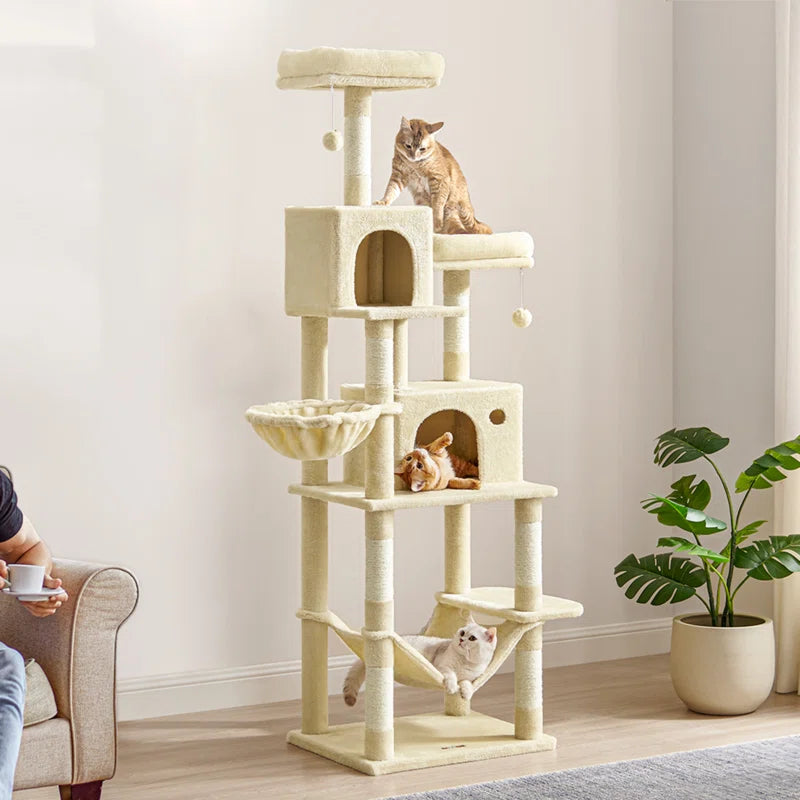 78" Multi-Level Grey Cat Tree